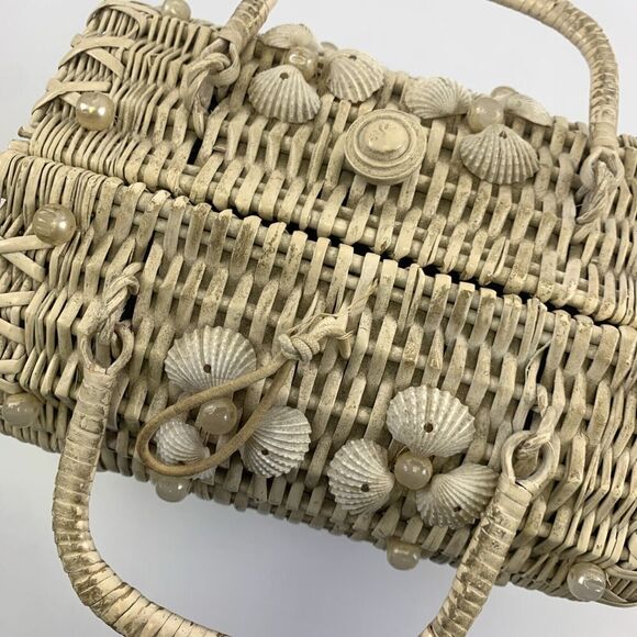 Ritter Basket Purse "It’s In The Bag" Box Top Flap Open Toggle Sea Shells White - Picture 7 of 16